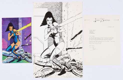 Classic X-Men 14 (1987) Original back cover artwork of Princess Lilandra drawn and signed by John | Comic Book Auctions ltd