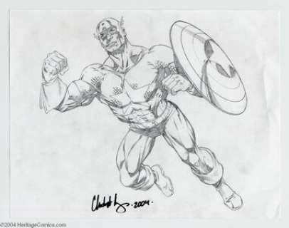 Christopher Ivy - Captain America Pin Up Original Art (2004). Christopher Ivy, inker on Marvel Comics’ Maximum - | Heritage
