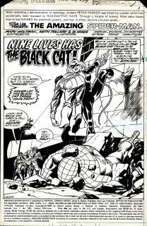 Frank Giacoia, Keith Pollard - Amazing Spider-Man #195 Splash (Great Splash From Very First Black Cat Story Which Continued For 2 Issues!) 1979