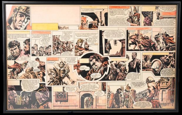 Lot 339 - Frank Bellamy Eagle Magazine Vol 14 #10 "Heros The Spartan: Episode 1" Two Page Original Art (Longac | Stanley Gibbons Baldwin’s