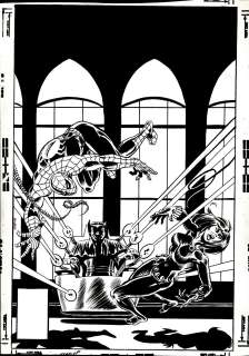 Al Milgrom - Marvel Team Upâ #98 Cover (Spider-Man & Black Widow Getting Blasted By the Owl!) 1980