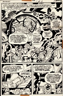 Jack Kirby, Mike Royer | Sandman #4 P 2 Semi-Splash (Kirby/ Royer! Numerous Alien Creatures in the Dream Stream Come After Jed Paulsen!) 1975 | Romitaman