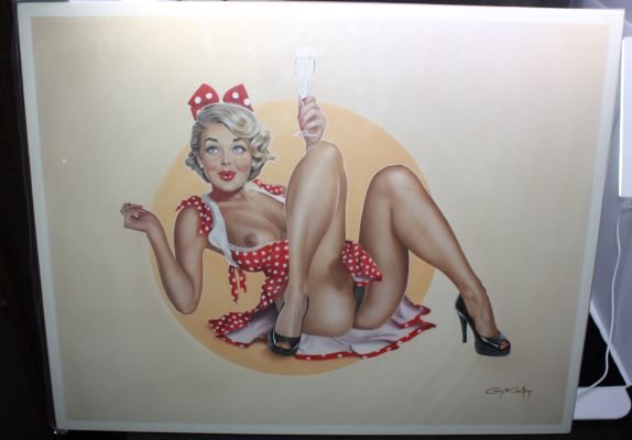 Gennadiy Koufay | Large 1950S/60S Busty Housewife Nude Painting - Signed | Anthony’s Comic Book Art