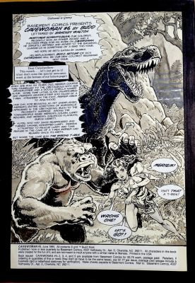Budd Root | Root, Budd - Cavewoman #6 Inside Cover, Meriem / Klyde & Wrong T-Rex 1995 | Cool Lines Art