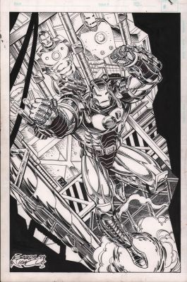 Art Nichols, Rey Garcia | War Machine Splash Art - Signed - 1994 | Anthony’s Comic Book Art