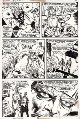 Walt Simonson | Simonson, Walt Signed - Thor #262 Pg 15, Thor, Lady Sif, Fandral Bound + Odin 1977 | Cool Lines Art