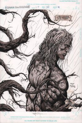 John Floyd, Rafael Kayanan | Conan the Savage #7 P.22 - Somber Conan Tonal Splash - Signed - 1996 | Anthony’s Comic Book Art
