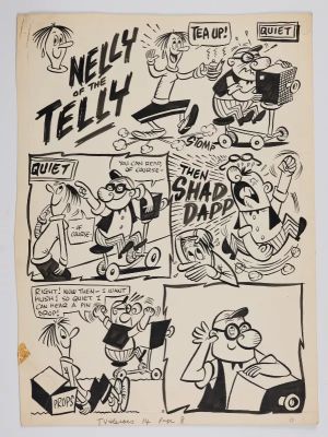 Lot 201 - Robert ’Bob’ Nixon Original Ink Comic Pages Taste Invaders (Unpublished) and Nelly of The Telly Tota | Stanley Gibbons Baldwin’s
