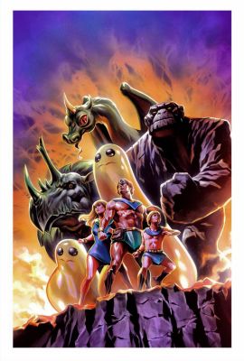 Felipe Massafera - Herculoids #2 Very Large Painted Cover (All 8 Great Herculoid Heroes Here in Great Poses on a Volcano Ridge!)