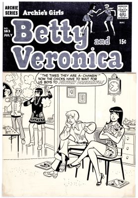 Dan Decarlo, Rudy Lapick - Archie‘s Girls Betty And Veronica #163 Large Art Cover (Bob Dylan Homage Song Cover) 1969