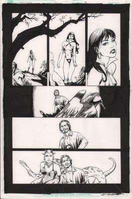 Javier Pina, Jimmy Palmiotti | Vampirella #20 P.9 - Vampirella & Snake Woman - Signed - 2003 | Anthony’s Comic Book Art