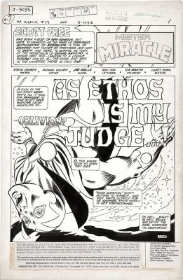 Mike Golden | Golden, Michael - Mister Miracle #23 Pg 1 Splash, Large Mr Miracle Tossed By Darkseid 1978 | Cool Lines Art