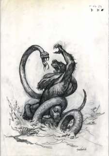 244: Gino D’Achille pencil werewolf & serpent original | Russ Cochran