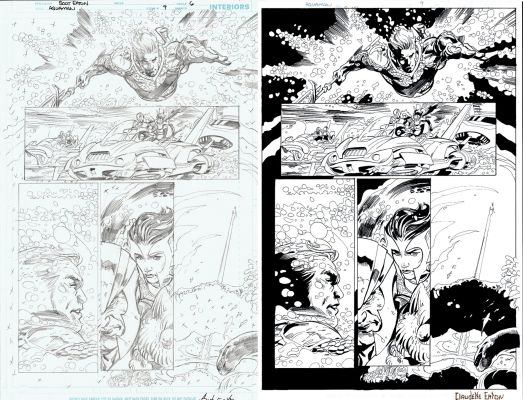 Scot Eaton, Wayne Faucher | Aquaman #9 P 6 (2 Great Aquaman Action Pages!) 2016 | Romitaman