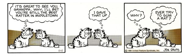 Jim Davis | Garfield Early Daily Strip (Historic 2Nd Appearance Ever of Garfield’s Grandpa! & Great Gag!) 11-11-1980 | Romitaman