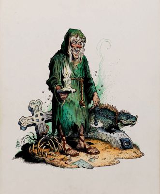 William Stout | ’The Vault Keeper’ Pinup Used For Published Porcelain Statue (Large Art) 1994 | Romitaman