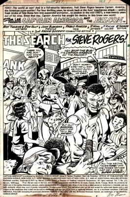 John Buscema, Pablo Marcos | Captain America #217 P 1 Splash (Captain America & Falcon Sign Autographs For Kids!) 1977 | Romitaman