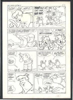 Warren Kremer | Kremer Stumbo the Giant - Large Art - Elves Ridicule Stumbo Issue Harvey Hits # 88 Page 3 | Koch Comic Art