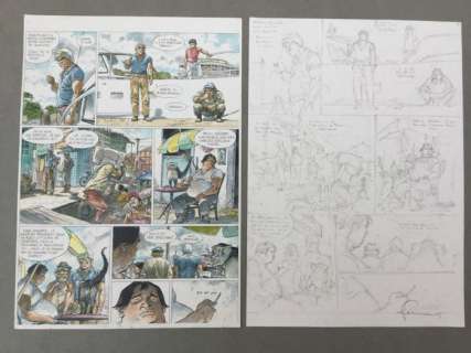Hermann - Planche esquisse originale - Bernard Prince T.18 - Menace sur le Fleuve - (2010) | Catawiki