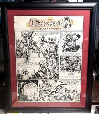 Burne Hogarth - Tarzan Framed Sunday Strip 1/9/49 - Signed