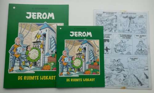 Studio Vandersteen - Jerom 10 + originele pagina (p.15) en gesigneerde map - De ruimte ijskast - sc - 1e druk - (2009) | Catawiki