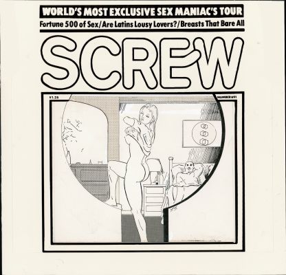 Sticatto, Tony - Screw Magazine #691 Cover, Undressing For Bed 1980 | Cool Lines Art