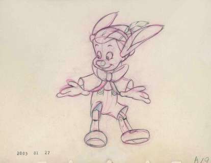 PINOCCHIO - Studio Disney, 1940. Dessin d’animation de Milt Kahl. 24,5 | Rossini