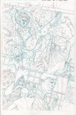 Daniel Sampere | Batman Annual #1 P.27 - Batgirl Bursting Through Window Half Splash - 2012 | Anthony’s Comic Book Art