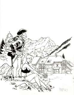 Meynet, Félix - Projet de couverture original Ã  l’encre de Chine - Fanfoué des Pnottas - (2001) | Catawiki