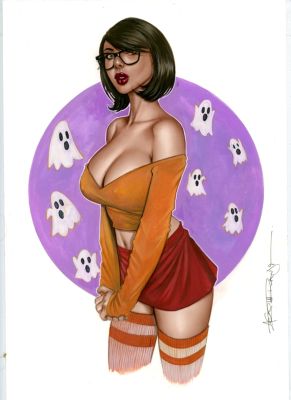 Alex Miranda - 8,5 x 11" Velma Scooby Doo in Gouache, Acrylics and Color Pencil by Alex Miranda