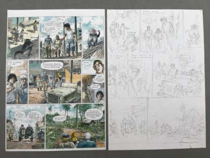 Hermann - Planche originale crayonnés - Bernard Prince T.18 - Menace sur le Fleuve - (2010) | Catawiki