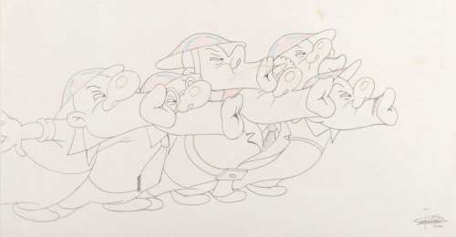 A “Coal Black and de Sebben Dwarfs" Production Drawing. | Van Eaton Galleries