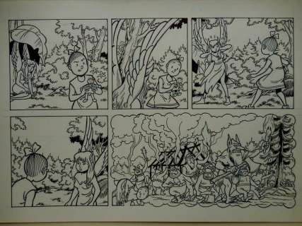 Suske en Wiske - Originele halve pagina (stroken 51 t/m 52) - Verraad op de Veluwe - Page volante - (2004) | Catawiki