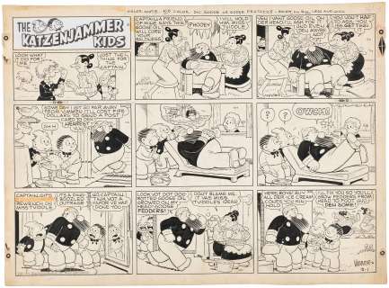 "THE KATZENJAMMER KIDS" 1953 SUNDAY PAGE ORIGINAL ART BY DOC WINNER.