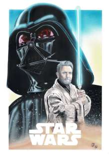 Darth Vader & Obi-Wan "Ben" Kenobi - Original Painting - Diego Septiembre - 42 x 30 cm - EO | Catawiki