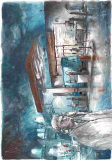 Vincent Gravé | Loin Du Mythe, Illustration 34 Texte Charlélie Couture Éditions Carabas, 2007 Aquarelle et collages 42 x 29,7 cm, signé | JML Arts