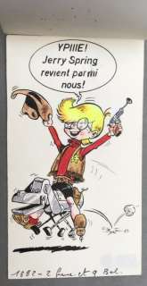 Devos, Jacques - Dessin original en couleur - Annonce - Génial Olivier Â«Â Jerry Spring Revient Parmi NousÂ Â» | Catawiki