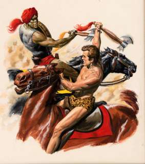 "KORAK SON OF TARZAN" #31 COMIC COVER ORIGINAL ART BY GEORGE WILSON FRAMED DISPLAY.