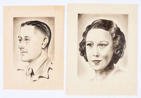 Frank Bellamy (1940s). Two original charcoal sketches, both signed in… | Comic Book Auctions ltd