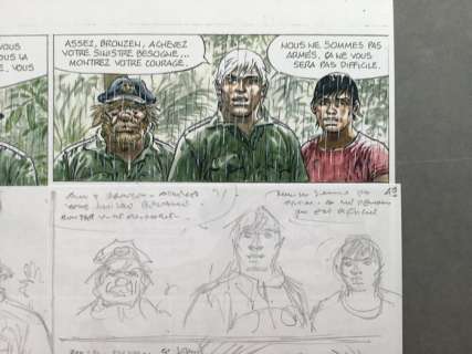 Hermann - Planche originale crayonnés (p.49) - Bernard Prince T.18 - Menace sur le Fleuve  - (2010) | Catawiki