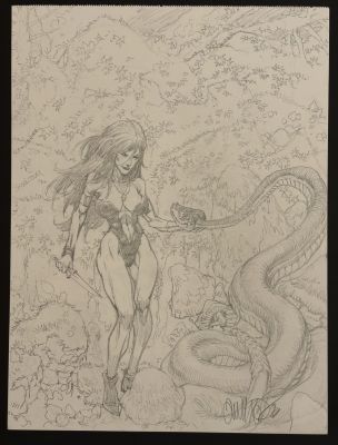 Tim Vigil | Tim Vigil - Girl W. Giant Snake | ComicArtFans Classifieds
