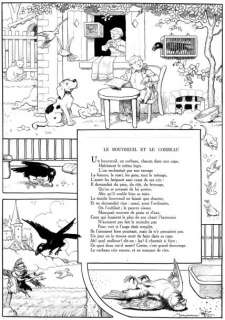 Rabier Benjamin (1864-1939) | RABIER Benjamin Â« Le Bouvreuil et le Corbeau Â». Encre de Chine et reha | Tessier Sarrou