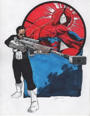 Spider-Man Vs Punisher 8x11 Pin Up By Trever Scott Cameron | eBay US (Buy It Now)