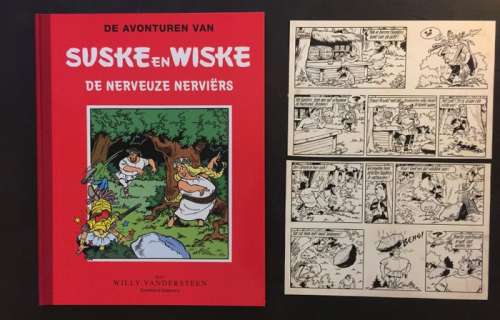 Suske en Wiske 51  - Originele pagina (p.24) - De nerveuze Nerviërs - met luxe groot formaat hardcover - (1963/2016) | Catawiki