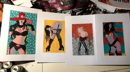 Maxemmed - 4x original illustr. "Serie Fumetta’ " cm 21x29 - Page volante - EO - (2011/2012) | Catawiki