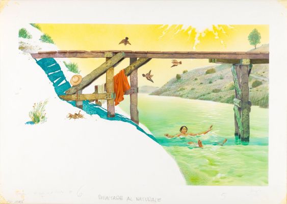 Lot 239 - Sergio (Romano Rizzato) - Aesop’s Fables - The Wind and the Sun, 1983 | Urania Casa d’Aste