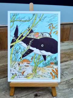 Wasterlain, Marc  - Dessin original en couleur - Hommage Ã  Hergé - Tintin / Jeannette Pointu  - (2018) | Catawiki