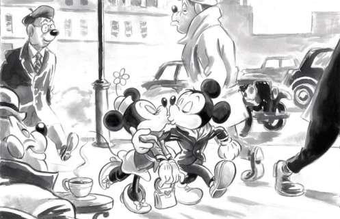 Mickey and Minnie in Paris - Original Painting - Tony Fernandez  - Art original | Catawiki