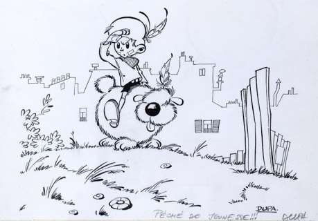 Dupa  - Dessin original - Cubitus - L’Indien et sa monture | Catawiki