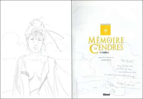 Jarbinet. Dessin dédicacé Mémoire de cendres | BDEnchères